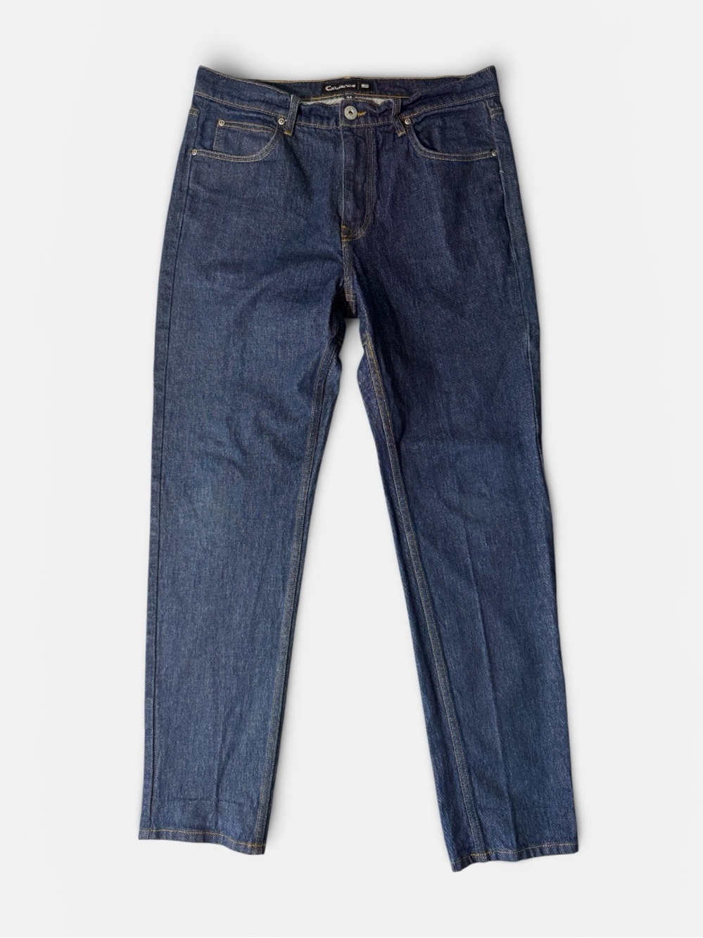 Cadence mens 34x30 dark wash tapered denim performance jeans EUC